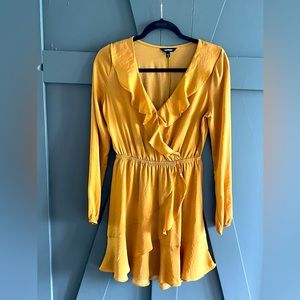 Express Elastic Waist Faux Wrap Dress